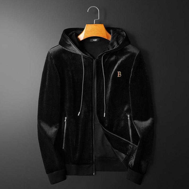 

Z European Station мужской повседневный золотой бархатный костюм-двойка с капюшоном - свободный крой для осени и зимы M (45-55kg)