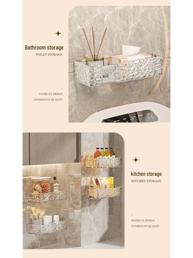 Punch-Free Wall-Mounted Bathroom Storage Box: Toilet Shelf for Towels and Cleanser.