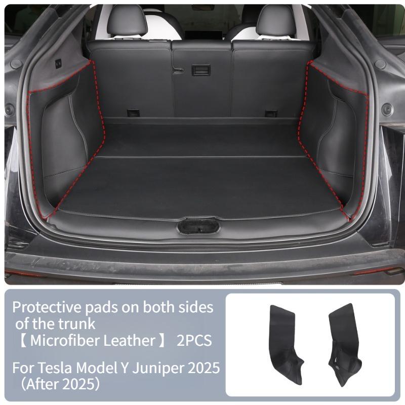 Rear Trunk Both Side Guards for Tesla Model Y Juniper 2025 PU Leather Surface Corner Protection Cover Cargo Liner Anti-dirty Pad