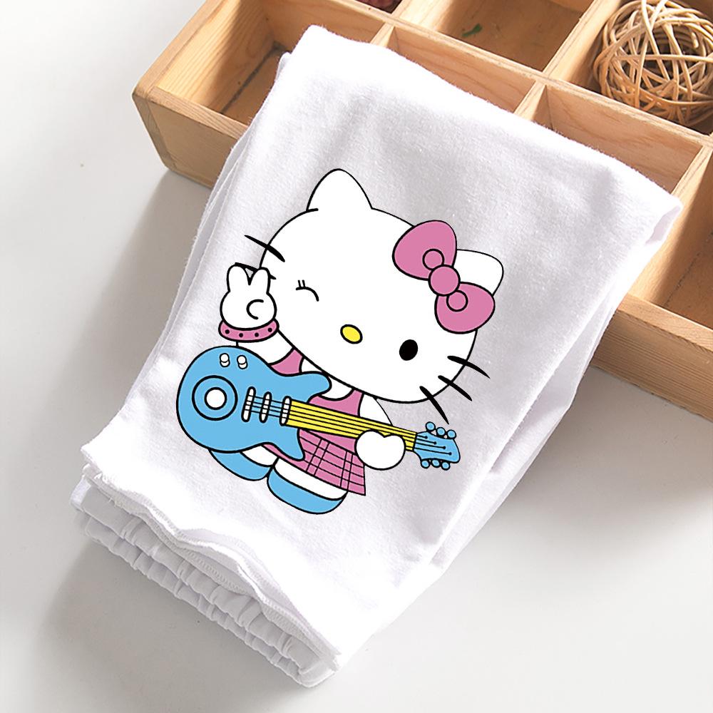 2022 Summer Girls' Cartoon Cat Print Capri Pants - Casual Fashion