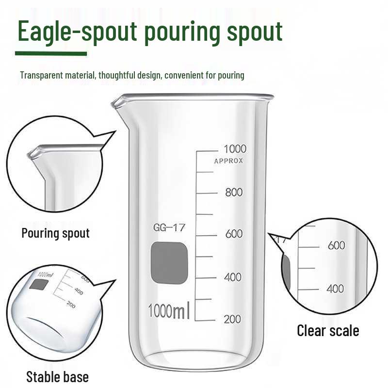 Pahar de laborator gradat din sticlă borosilicată de înaltă calitate, rezistent la căldură, disponibil în mărimi de 5/50/100/250/1000/2000ml
