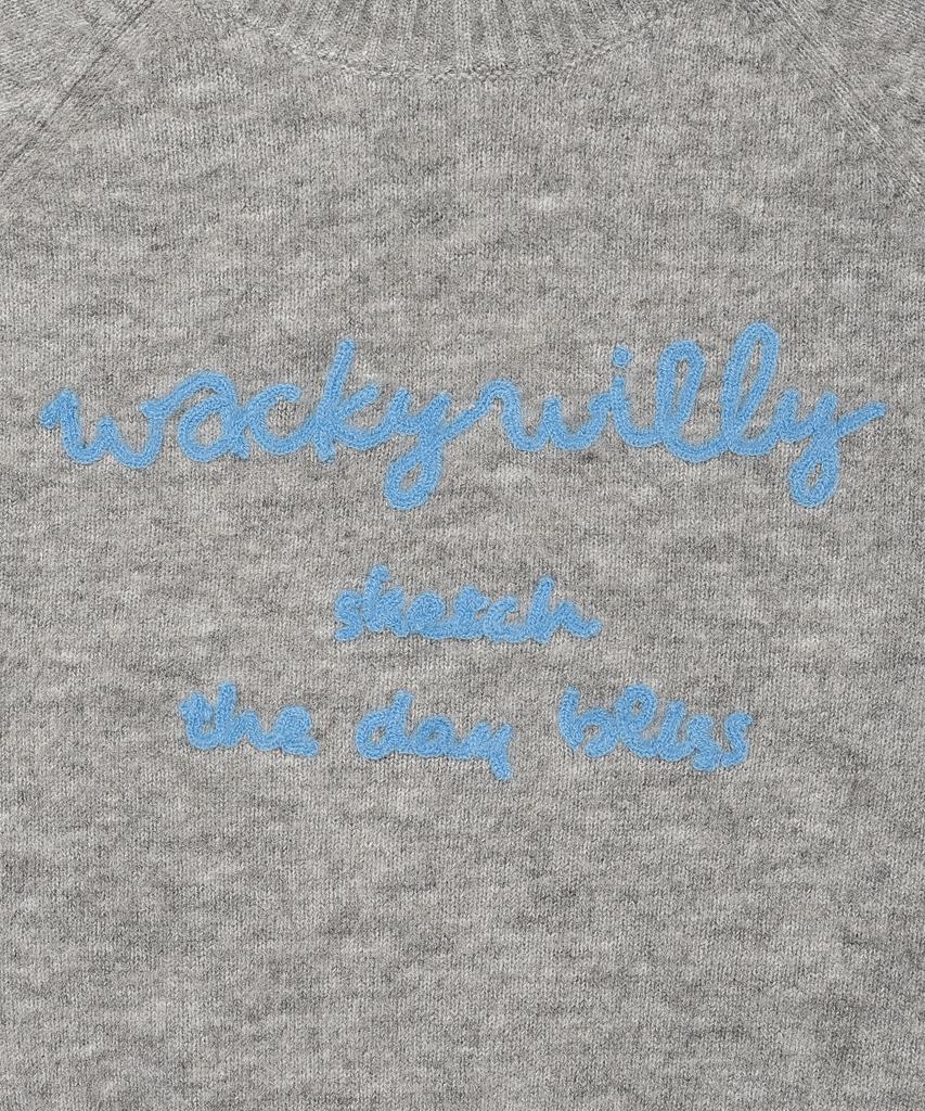 WACKY WILLY Women'S Hairy Lettering Embroidery Pullover Grey