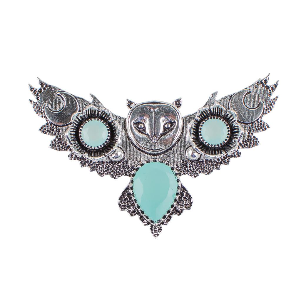 Srebrny wisiorek z kamieniem Aqua Chalcedony, Ręcznie robiony wisiorek ze srebra próby 925, Srebrna biżuteria damska, Wisiorek projektanta JCP-8-16