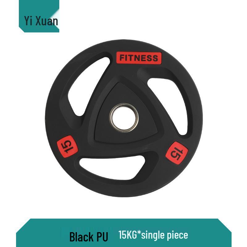 Colored PU Barbell Plates with Rubber Coating and Hand Grips for Weightlifting and Competition
