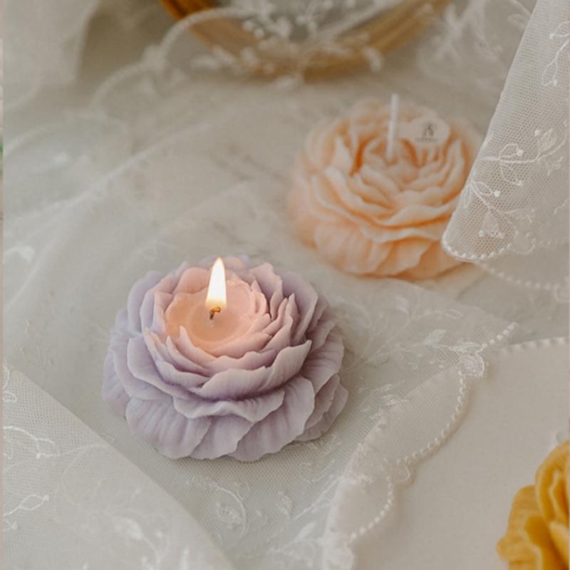 Premium Quality Fragrant Realistic Peony Flower Candle Aesthetic Scented Candles for Romantic Dinner Table