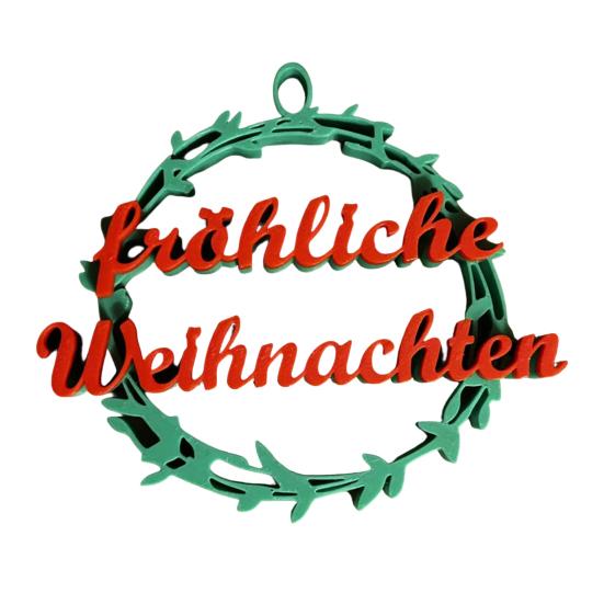 

Christmas Frhliche Weihnachten Ornament 3D Printed German Merry Xmas Wall Door Hanging Decoration Home Office Holiday Party Pendant 1pc