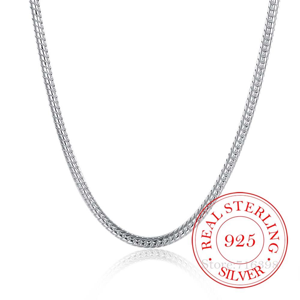 925 Sterling Silver,Boys Men's Fine 3mm 16-24inch Snake Chains Necklace for Women Men,fine Jewelry,Christmas Gift