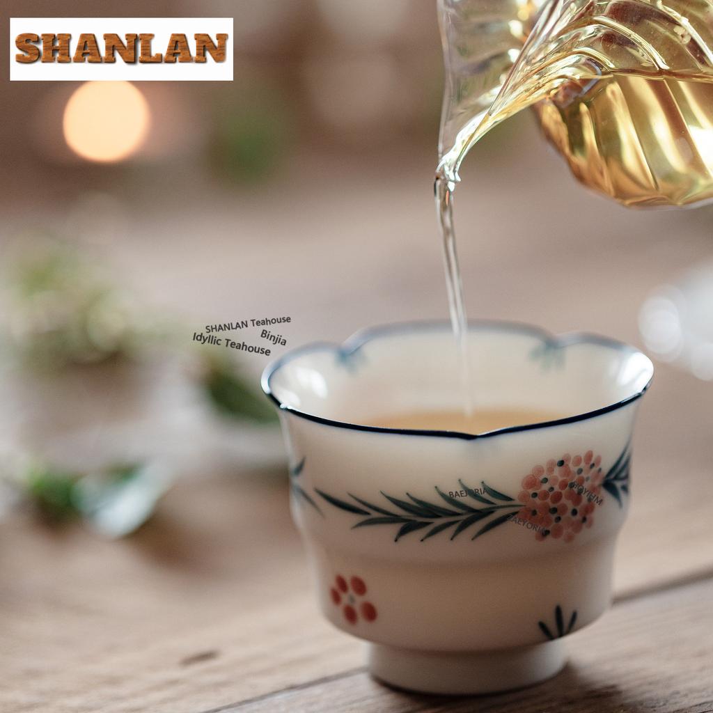 120ml Hand-painted Group Rhyme Teacup Ancient Tea Bowl Cup For Tea Tea-tasting Fragrance Cup Chazhan Master Cups Household Cha
