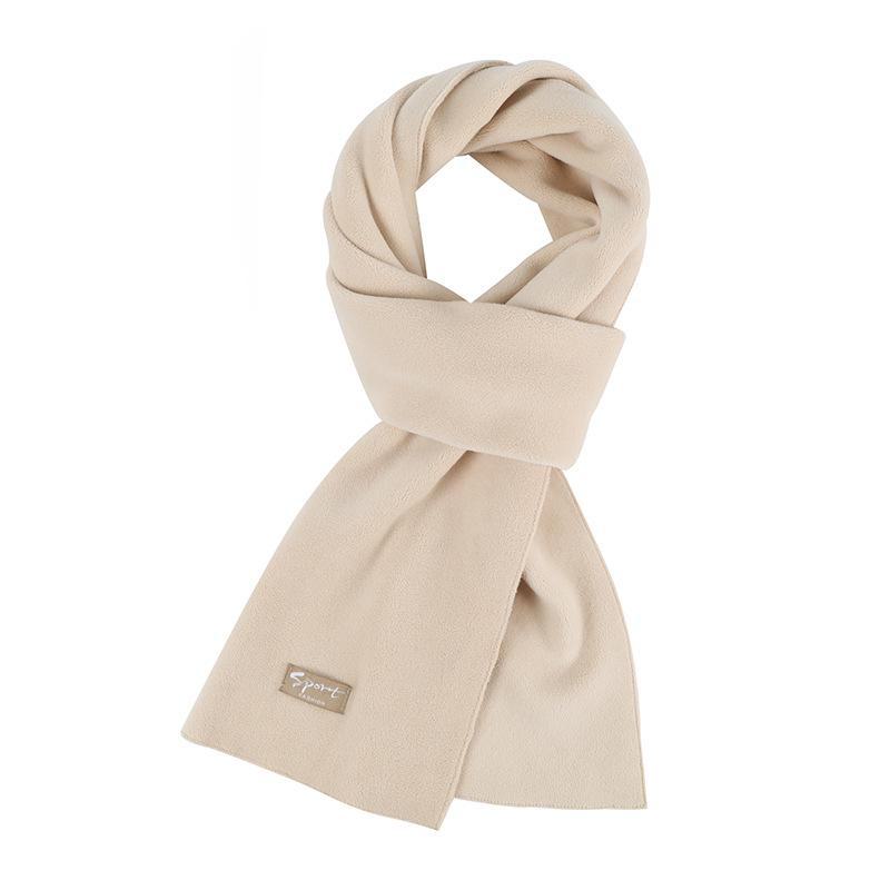 

Женский высококачественный зимний шарф из флиса — однотонный, универсальный, теплый, морозостойкий и удлиненный для защиты шеи на открытом воздухе бежевый