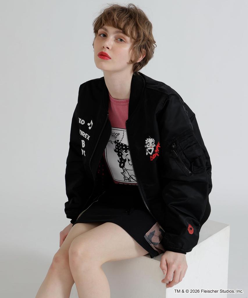 AVIREX X Betty Boop LIGHT MA-1 Women's S Size 010 Black 783-6152607