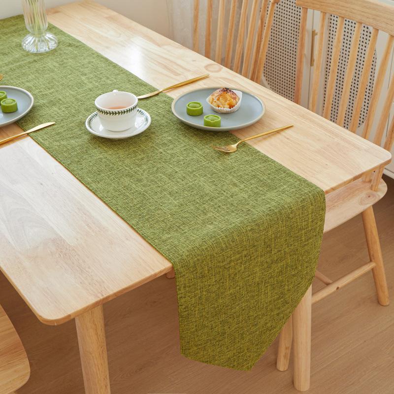 Solid Color Quality Linen Table Runner Simple Modern Rectangular Household Coffee Table Multicolor Table Cloth Bed Flag 30X180cm