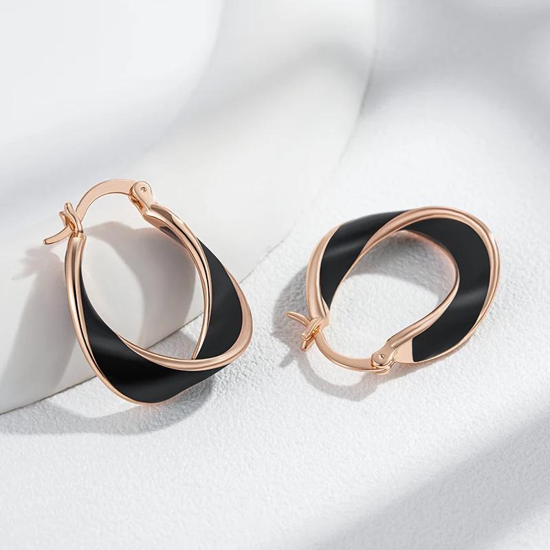 Σκουλαρίκια Mobius Strip με χρυσό κλιπ για γυναίκες Μαύρο Λευκό Κόκκινο Πράσινο Σμάλτο Αξεσουάρ μόδας Κοσμήματα