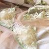 Frauen Sexy Dreieck Tasse Dessous Französisch Ultra Dünne Spitze Blumen Stickerei BH Set Junges Mädchen Gepolsterte Büstenhalter und Höschen Sets