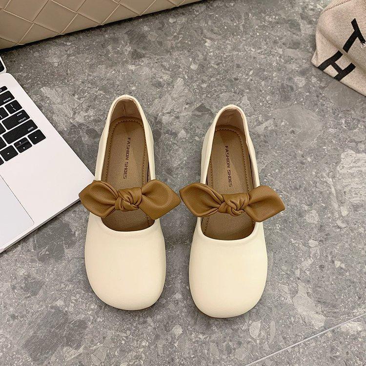 Mary Jane Single Shoes Female Bow Bow Soft Bottom Soybean Shoes Commuting Driving Shallow Mouth Grandma Shoes Female