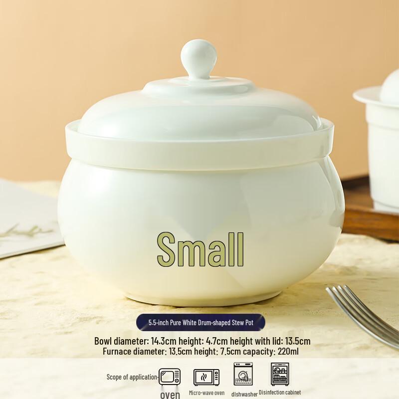 Elegant White Ceramic Stew Bowl with Lid