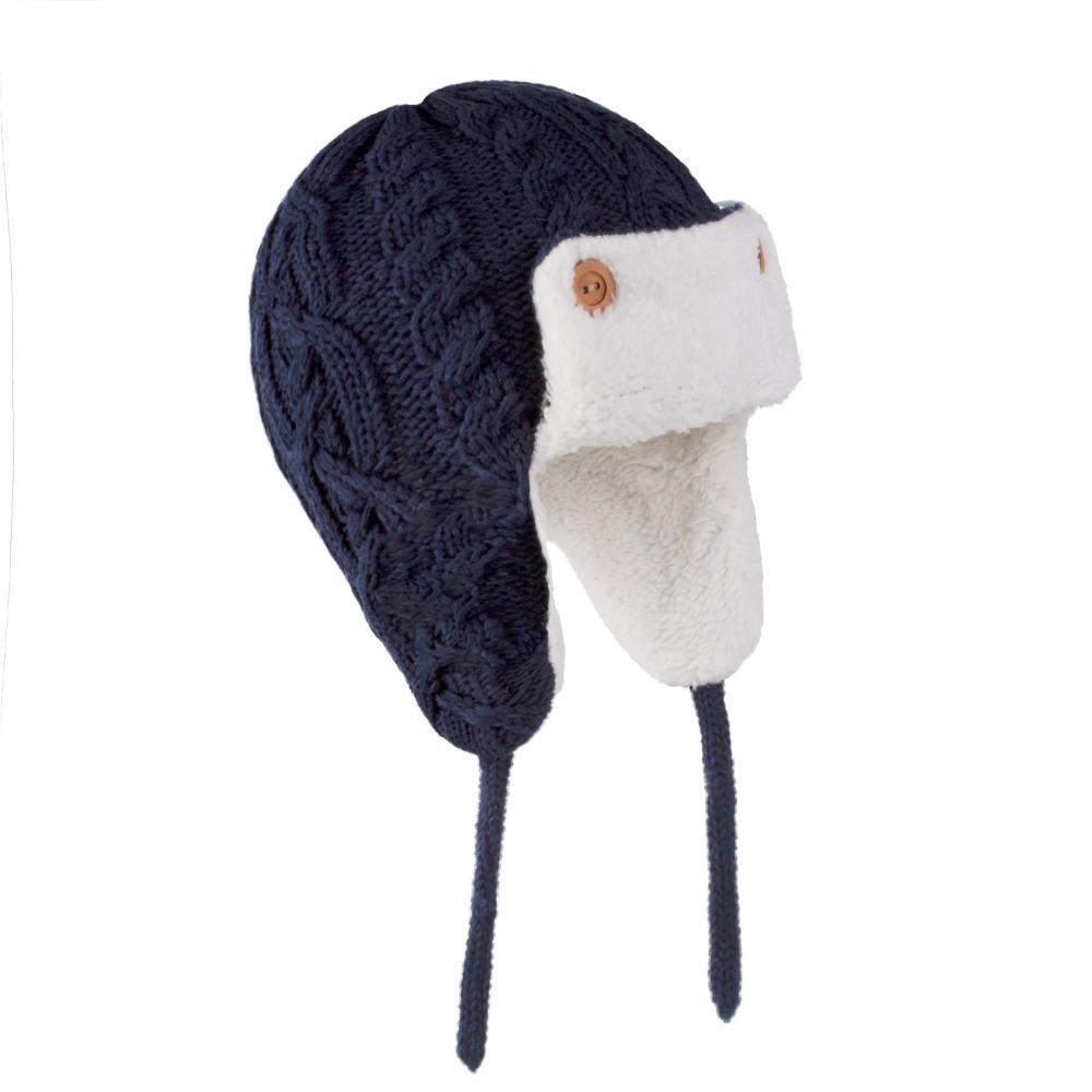 

Solid Color Baby Knitted Hat Earflap Newborn Bonnet Children s Wool Hat Infant Accessories S темно-синього кольору