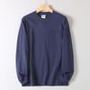 310g Heavyweight Vintage Pure Cotton Simple Pocket Design Solid Color Long-Sleeve T-Shirt for Men Casual Loose Round Neck Base Shirt