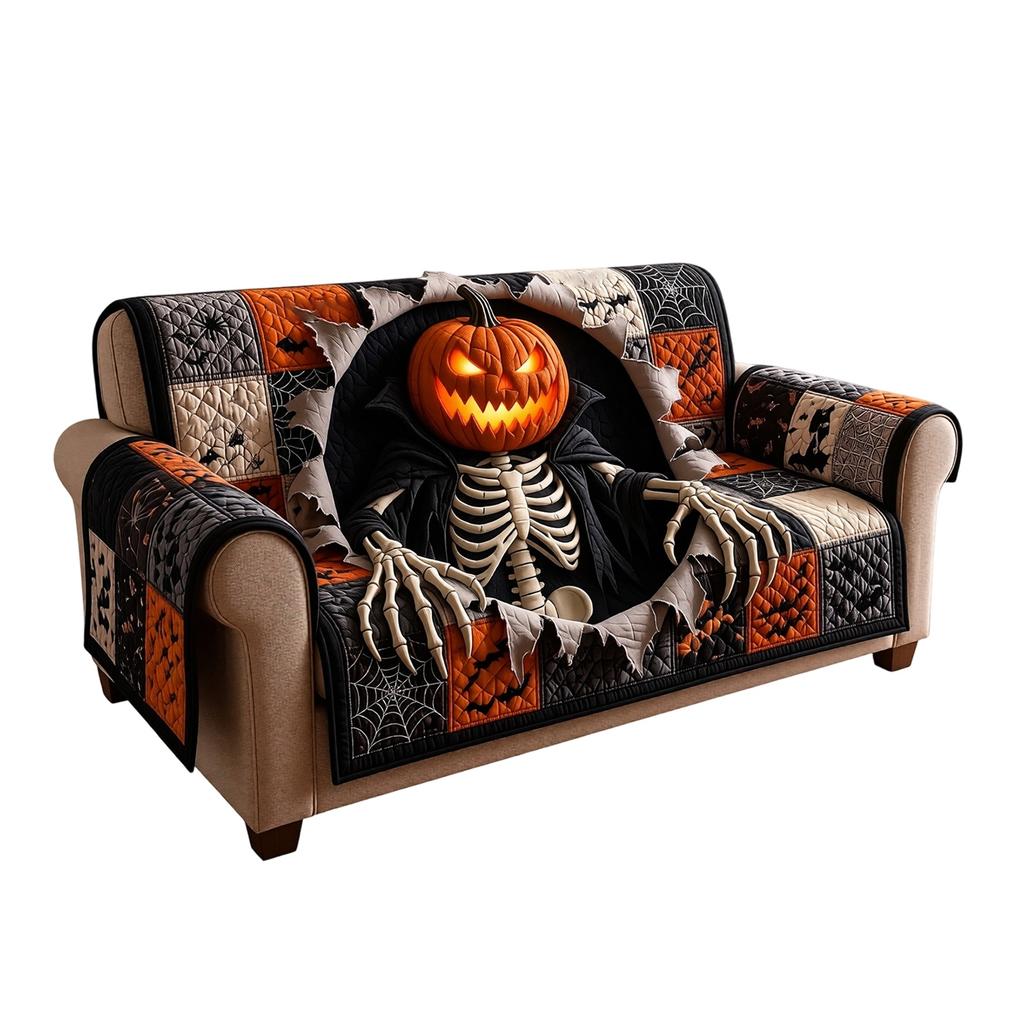 Halloween Pumpkin Sofa Slipcover 72 76 Inches for Couch Living Room Decor