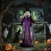 6ft Animated Witch Decoration, with Sound - Purple/White