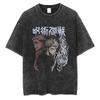 T-shirt Lavata Unisex Vintage Stampata Anime Uomo Donna Cotone Hip Hop Streetwear Estiva Girocollo Manica Corta Magliette Top