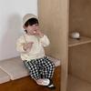 2025 Autumn Kids' Korean Style Boys' Printed Long-Sleeve T-Shirt & Plaid Pants Set