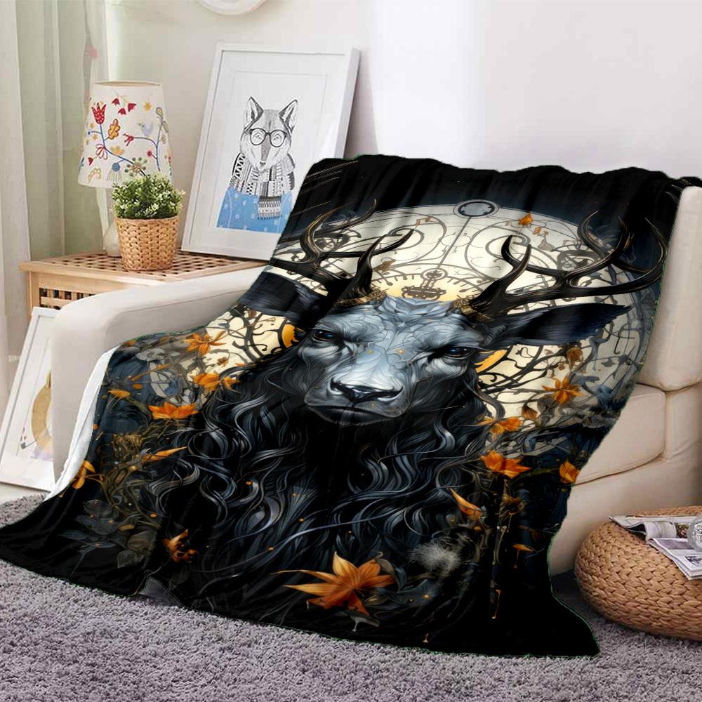 1pc Mythical Deer Art Blanket Lightweight Blanket Throw Blanket For Sofa, Bed, Travel, Camping, Livingroom, Office, Couch, Chair Yy251010087