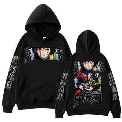 Anime Quente Demon Slayer Tomioka Giyuu Gráfico Legal com Capuz Masculino Feminino Moletons Manga Casual Moletom Harajuku Streetwear Masculino