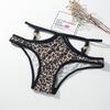 Leopard Print Underwear Girl European and American Metal Buckle Sexy Thin Belt Hollow Hip Lift Temptation Mid-waist Briefs Large Size 6005