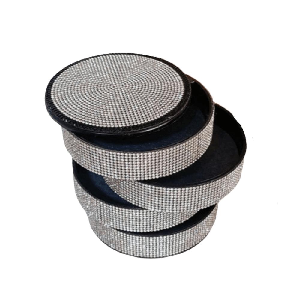 

4 Layers Rhinestones Desk Organizer Sparkling Earring Display Holder Cosmetic Storage Style 3