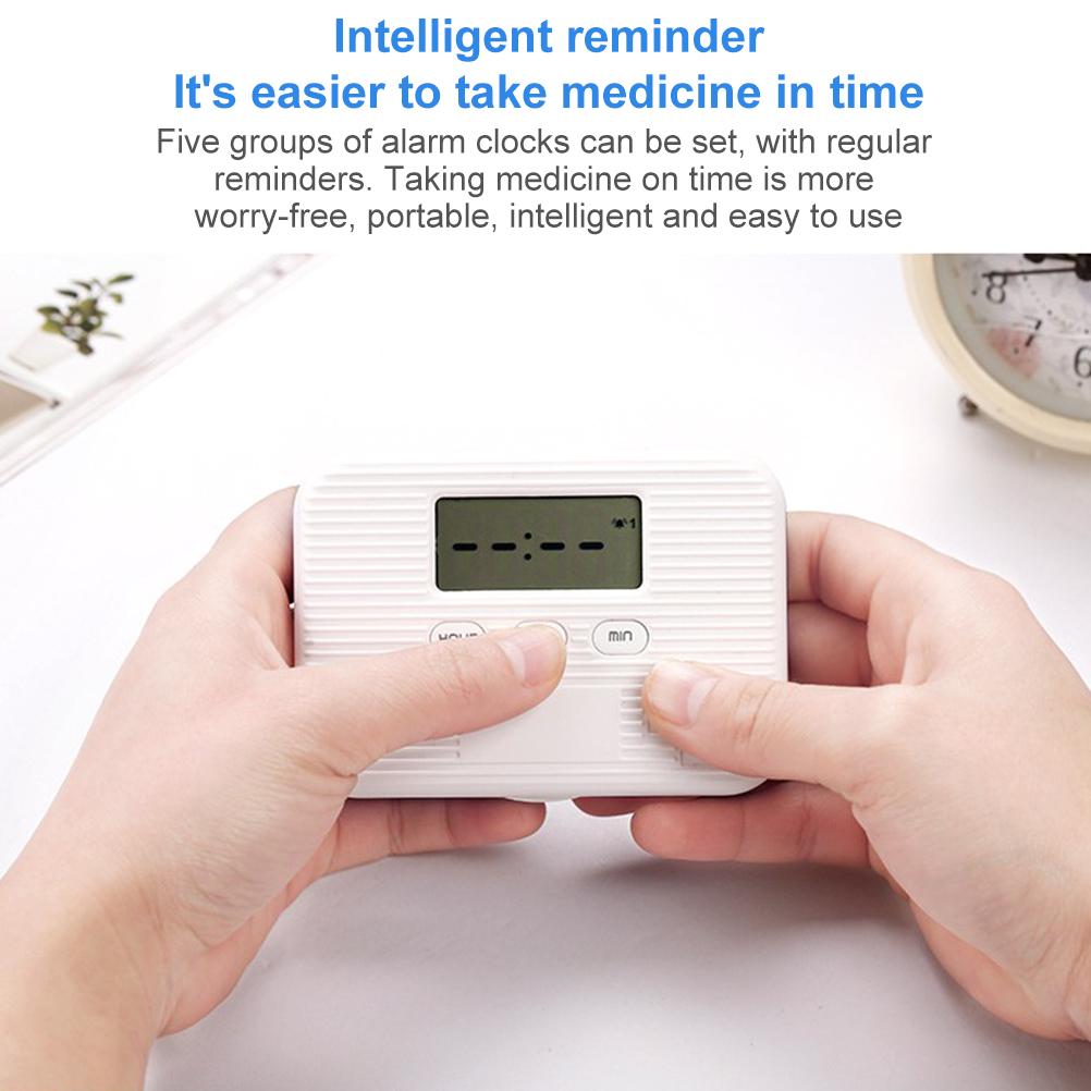 Pill Dispenser with Alarm Electronic Pill Organizer with LCD Display 6 Compartments Digital Pill
