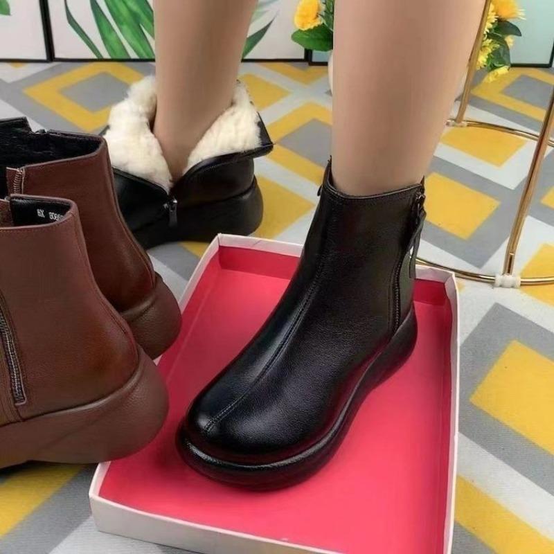 High-end Mom Short Boots and Women's Shoes, New Anti-slip Soft-soled Fashion Versatile Fleece Warm Cotton Boots