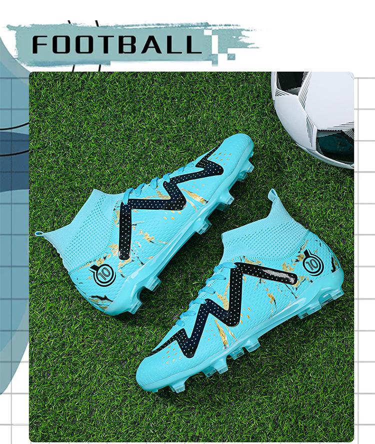 Unisex High-Top Football Shoes, Studded Grass Green Competition and Training Footwear