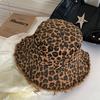 Retro Leopardenmuster Eimerhut für Damen Gewaschene Baumwolle Breiter Rand Sonnenschutz Fischerhut Mädchen Wandern Outdoor Kuppelbeckenhut