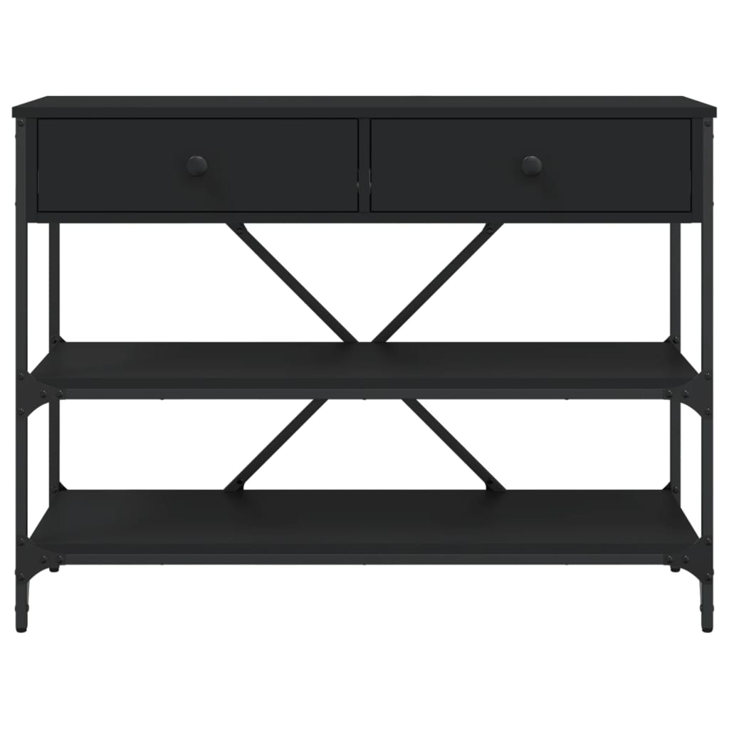 Console Table with Drawers and Shelves Black Particleboard