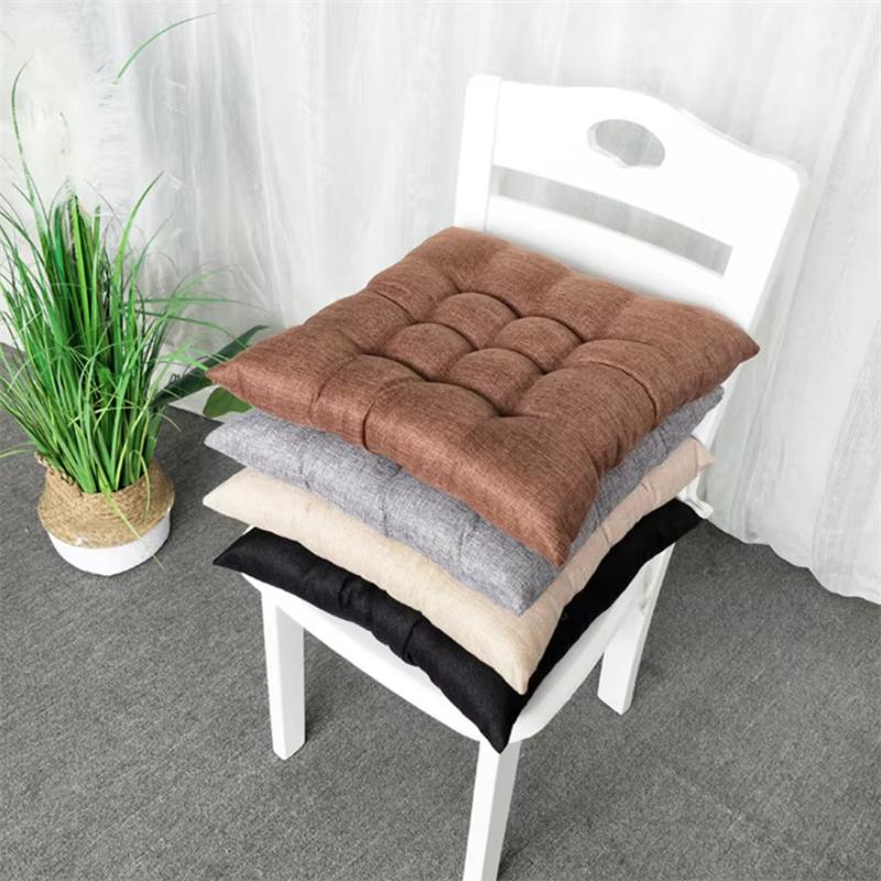Linen-cotton Four-season Home Cushion Fashionable Solid Color Dining Chair Anti-slip Pad Office Comfortable Sedentary Stool Mat