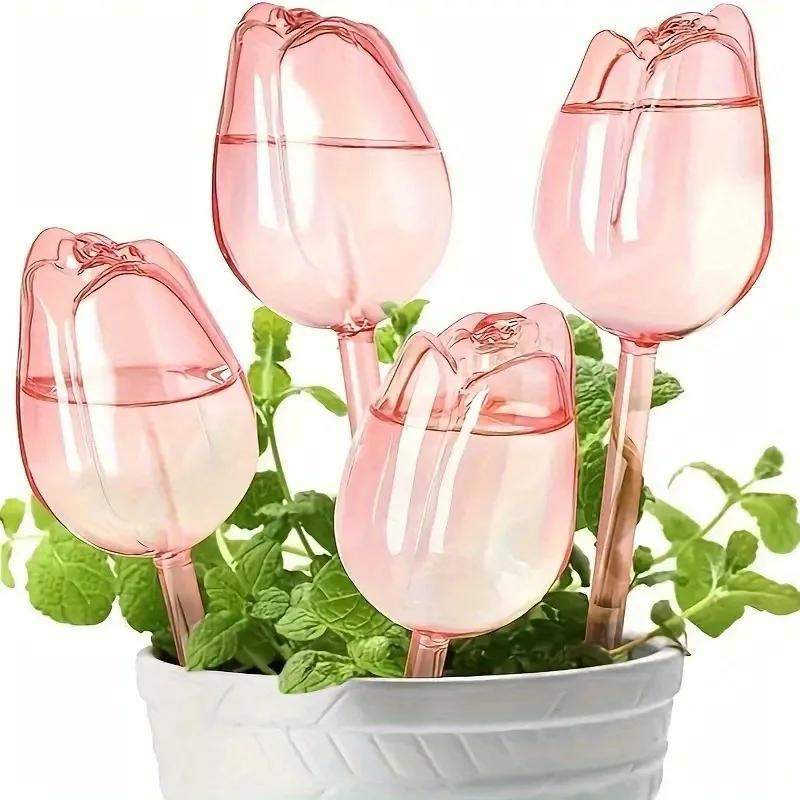 1/2/4pcs Pink Tulip Plant Watering Balls Suitable for Indoor and Outdoor Plants Automatic Plant Drippers Automatic Watering