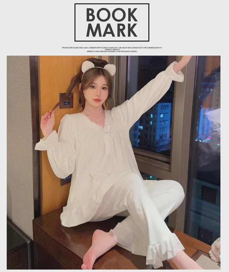 Autumn/Winter Women's Lace Velvet Pajama Set - Long-Sleeved, Soft, Warm, Princess Style