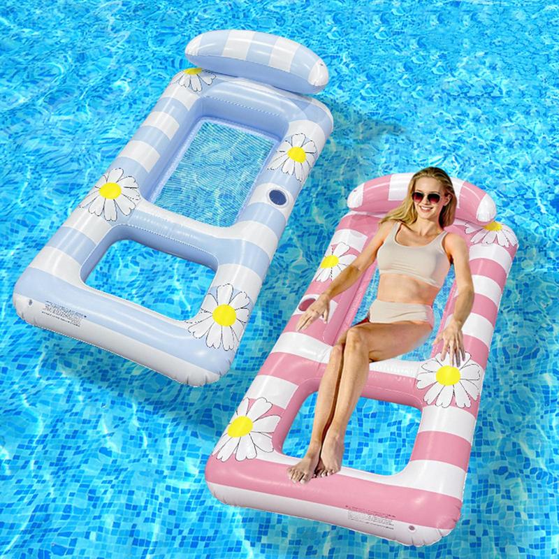 Inflatable Floating Bed Hammock Foldable Water Sleeping Bed Adult Children Poolside Leisure Swimming Pool Lounge Chair Bed