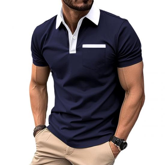 2024 Spring Summer Men Polo Shirt Short Sleeve Polo Shirts Contrast Color Polo New Clothing Streetwear Casual Fashion Men Tops