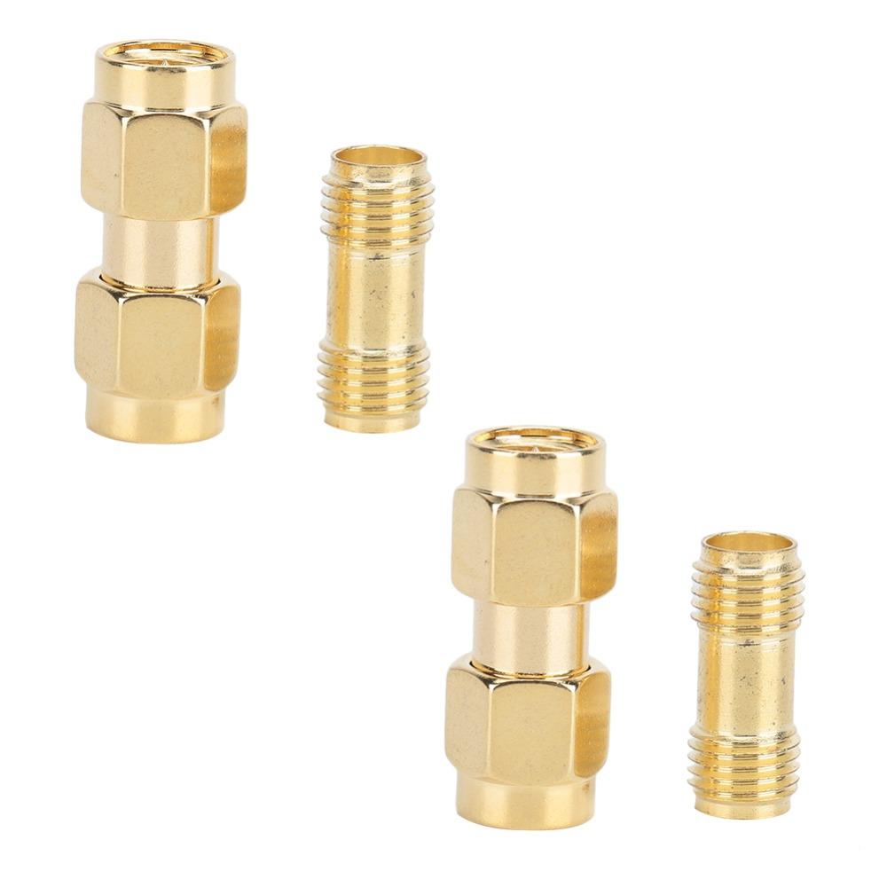 4PCS Golden 2PCS SMA Male to Male Adapter Double Pass Adapter  Antenna Connection
