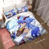 Genshin Impact Game Anime Bedding Set Printed Bed Set With Pillowcase Bed Duvet Cover Soft Single Double Queen Super King Size