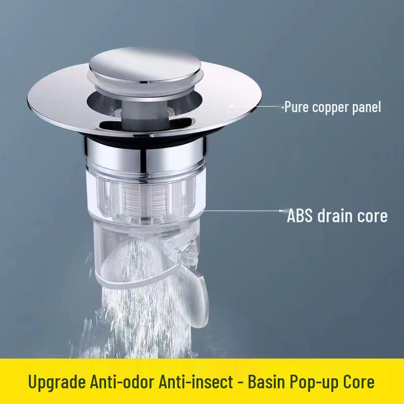Universal Copper Pop-up Stopper: Deodorant Anti-Clog Basin Filter Drainer for Water and Hand Wash Basins