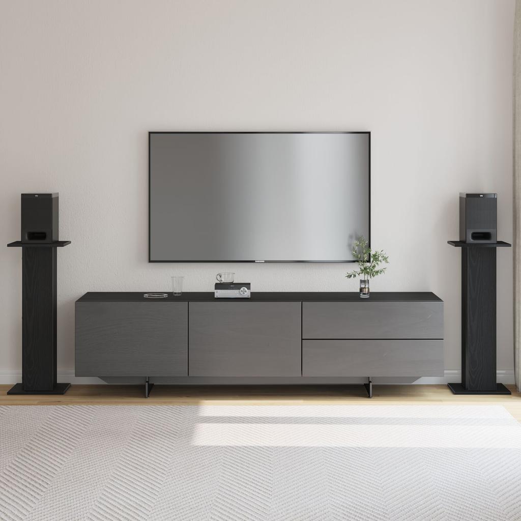 Minimalist Square Modern Living Room Speaker Stand, Set of 2, Display Stand, Black,
