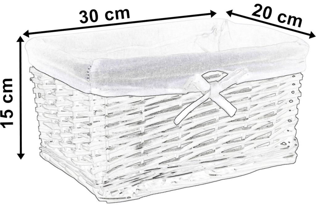 Wicker Basket 30X20X15 Cm - White-Gray