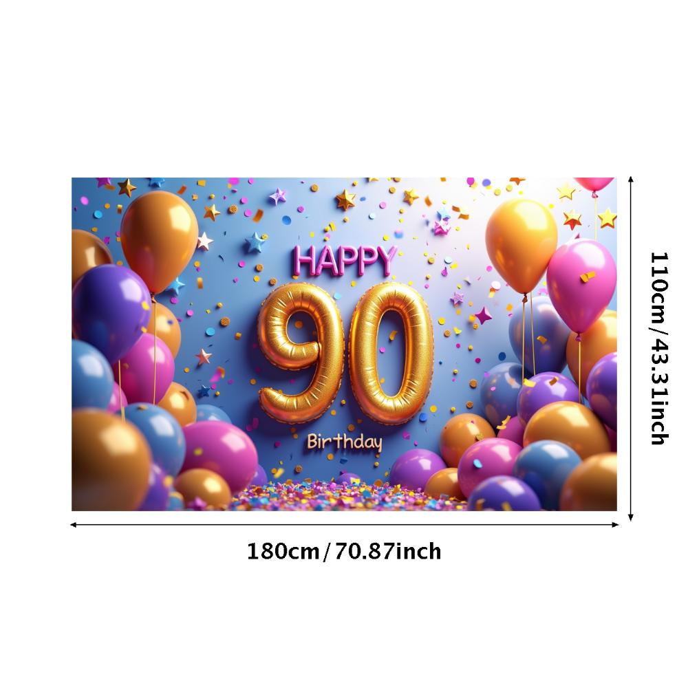 90. Geburtstag Banner Goldener Ballon Happy Birthday Party Dekoration Kulisse Jubiläumsfeier Fotografie Hintergrund Requisite
