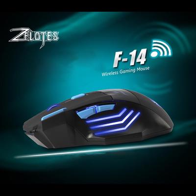 ZELOTES F14 LED ratón óptico para ordenador inalámbrico 2,4G 2400 DPI 7 botones ratón inalámbrico para juegos