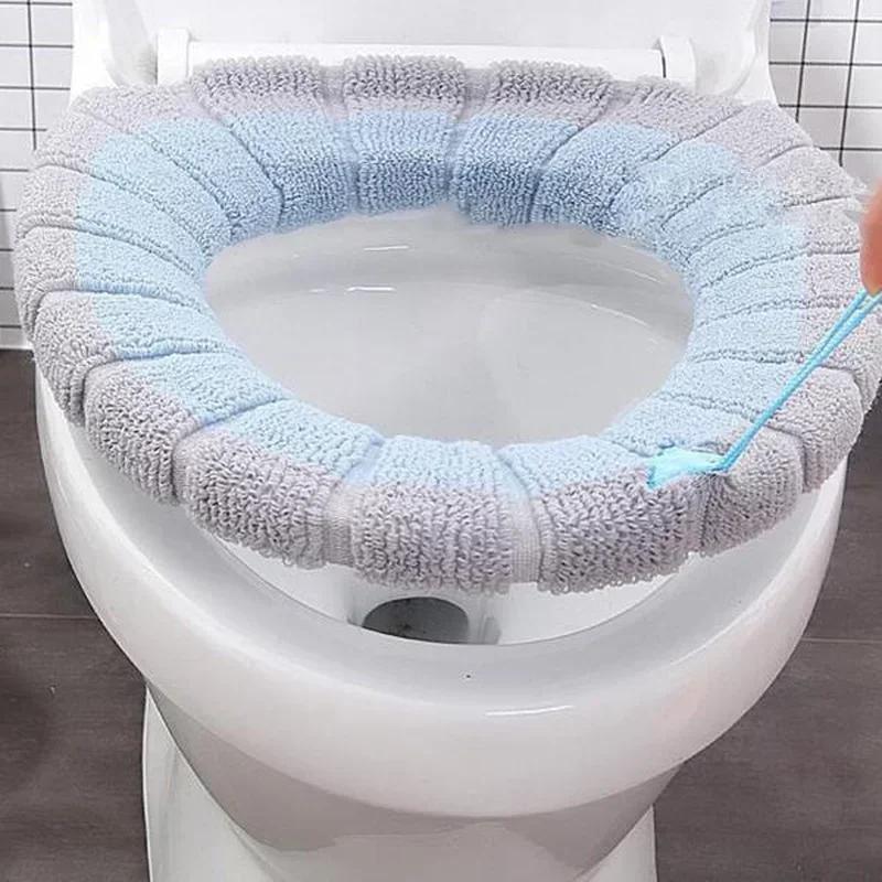 Thicken Toilet Seat Cover Mat Warm Soft Washable Closestool Portable Bathroom Accessories Protector Water Desechable Household