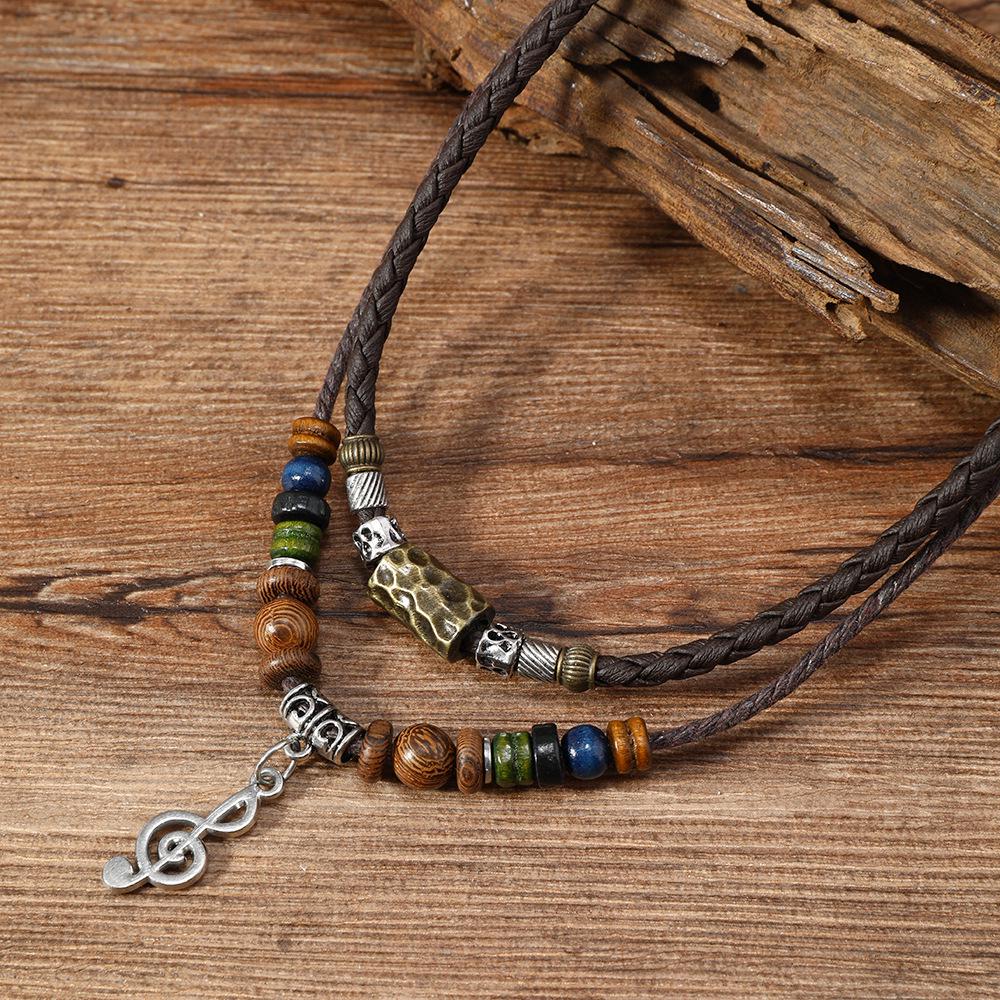 Retro Multi-layer Music Note Pendant Necklace - European & American Style, Long Sweater Chain Accessory