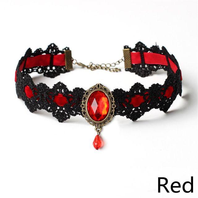 Europeisk og amerikansk overdrevet svart flanell kort halskjede for kvinner Sexy hals smykker Halloween fest krage kjede hals kjede