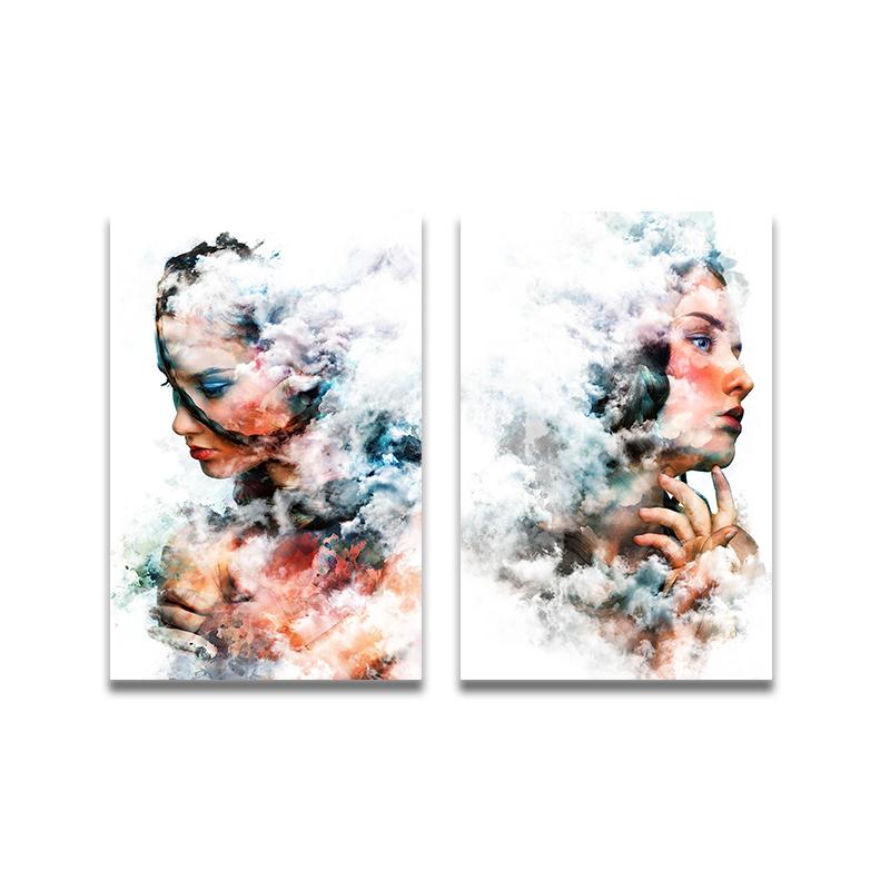 Woman in the Smoke Wall Art Picture Canvas Painting Poster Print Wall Art Pictures Living Room Decoration